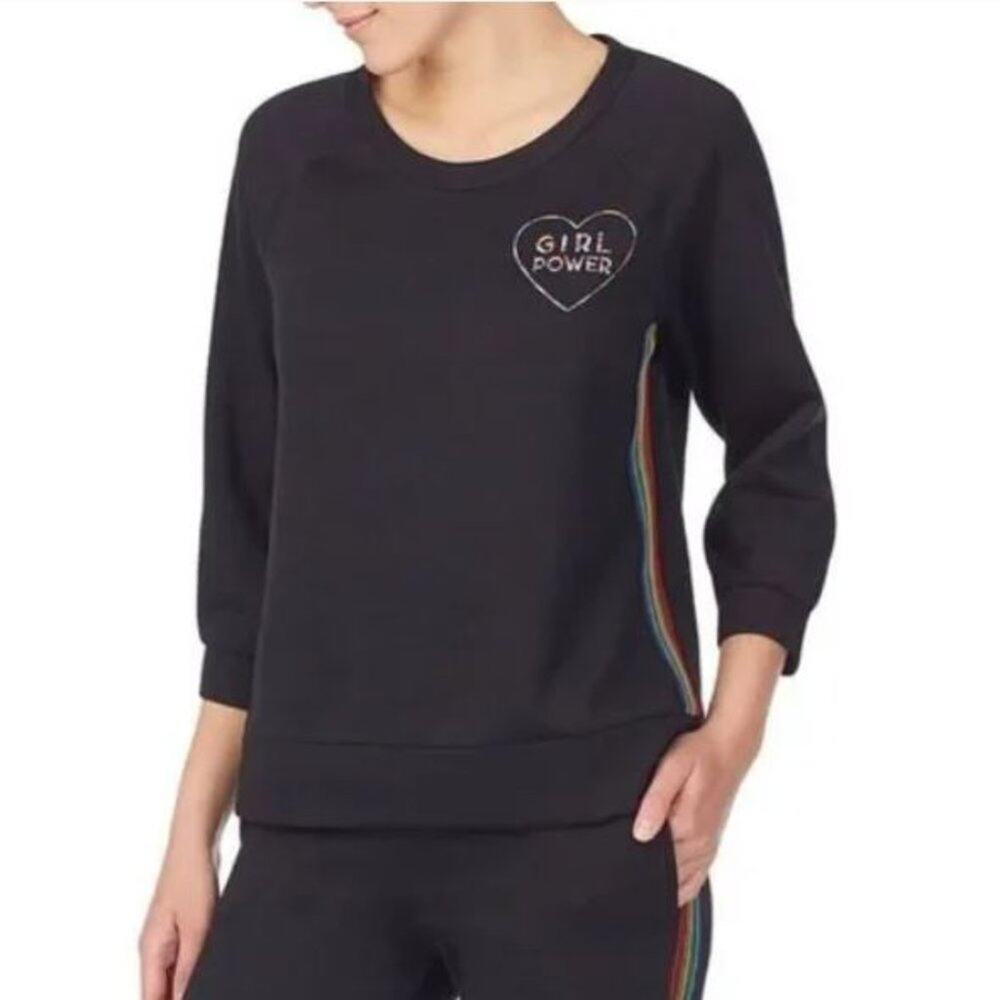 Betsey Johnson Embroidered Girl Power Sweatshirt Top Embroidered Rainbow Pride